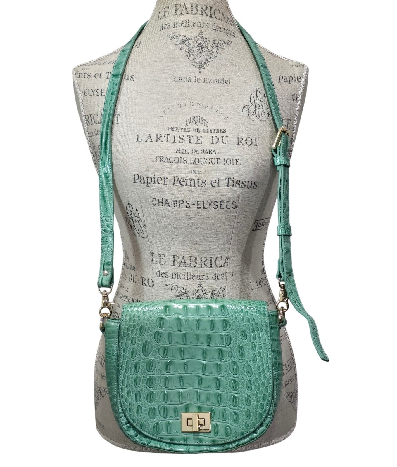 Brahmin Mini Sonny Cove Melbourne Croc Embossed Leather Crossbody Purse